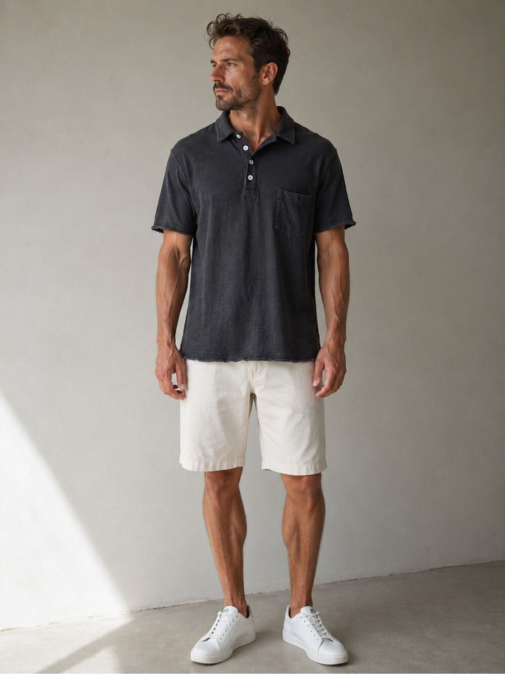 Helix Men’s Vintage Washed Black Polo Shirt 100% Cotton XXL